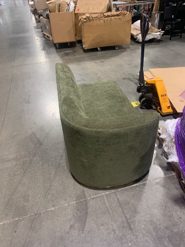 Photo 1 of ***PARTIAL SET*** ***ONLY ONE PIECE OF COUCH*** Manhattan Comfort Daria Contemporary 2-Piece Sectional Couch in Linen Upholstery, 132-Inch Living Room Sofa with Pine Wood Frame, Metal Base, High-Density Foam Padding & 2 Accent Pillows, Olive Greem
