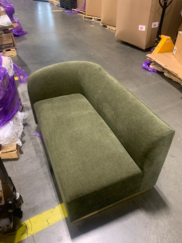 Photo 1 of ***PARTIAL SET*** ***ONLY ONE PIECE OF COUCH*** Manhattan Comfort Daria Contemporary 2-Piece Sectional Couch in Linen Upholstery, 132-Inch Living Room Sofa with Pine Wood Frame, Metal Base, High-Density Foam Padding & 2 Accent Pillows, Olive Greem