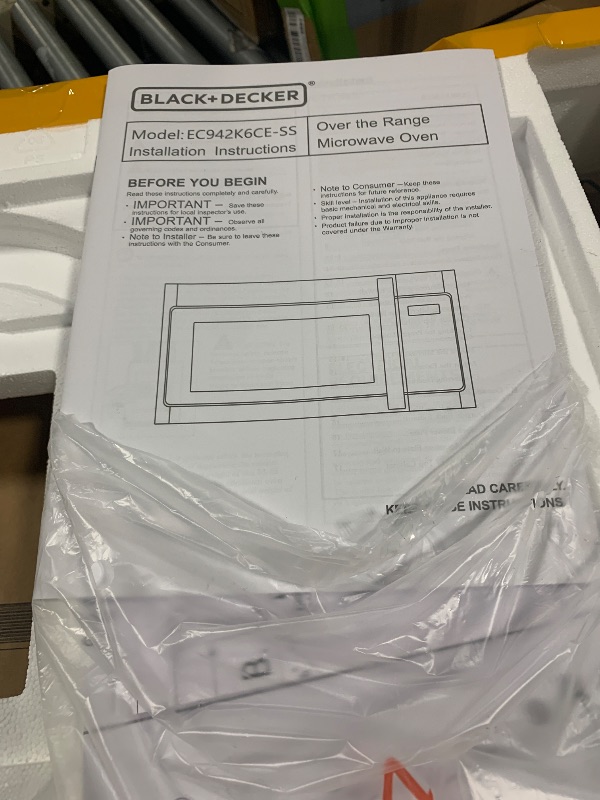 Photo 1 of ***UPDATED 5/31*** BLACK+DECKER Over the Range Microwave Oven with Air Fryer, Convection, and Bake Modes, 1.5 cu.ft., Stainless Steel, 900 Watts, EC942K6CE-SS