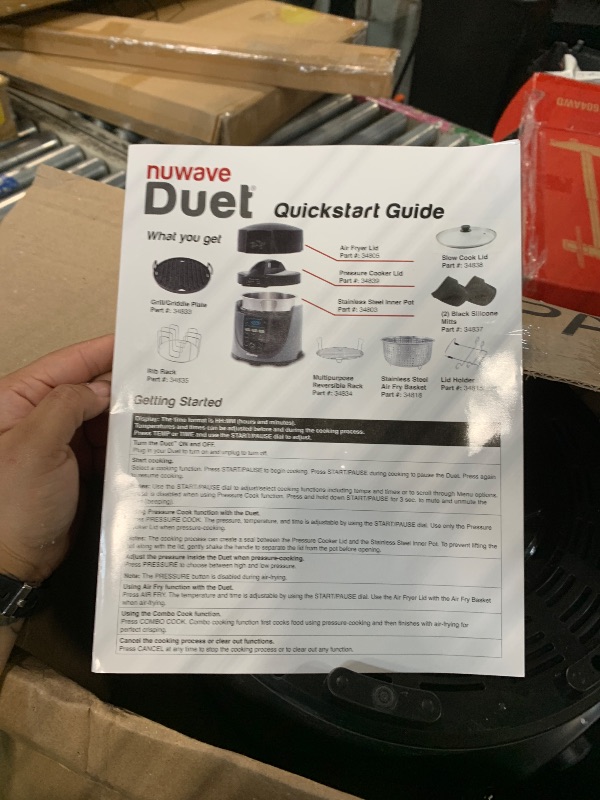 Photo 1 of ***MISSING LIDS AND OTHER PARTS*** Nuwave Duet Electric Pressure Cooker & Air Fryer Combo, 450 IN 1 Slow Cooker & Grill with Integrated Digital Temp Probe, 6qt SS Pot, Adjustable High/Low Pressure, Built-in Sure-Lock Safety Tech