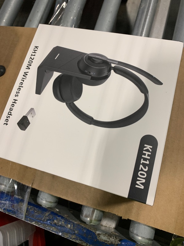 Photo 1 of (2025 Upgraded) Wireless Headset with Mic for Work, Bluetooth Headset with Noise Canceling Microphone with Dongle, Charging Base & Mic Mute, Wireless Headphones for Work from Home/PC/Computer
