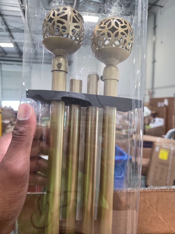 Photo 1 of ***GOLD/VIEW ALL IMAGES*** Turquoize 2 Pack Adjustable Decorative Single Curtain Rods, 66-120 Inch, Hollow Ball Finials, 3/4 Inch Diameter, Gold