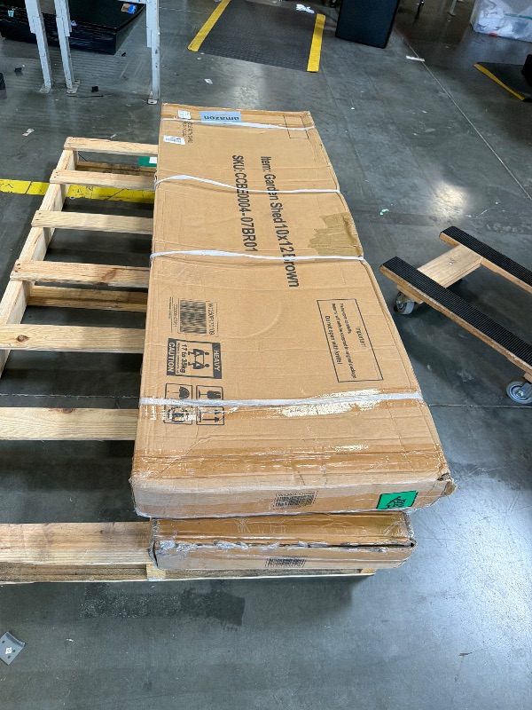View 2 of ****BOX 1 NAD 2 BUT MISSING BOX #3*** PARTIAL SET*****10x12 FT Outdoor Storage Shed, Large Metal Garden Shed with 4-pane Window, Outside Tool Shed with Lockable Hinged Door & 4 Air Vents, Waterproof Storage Building for Backyard, Patio, Lawn, Brown+Black