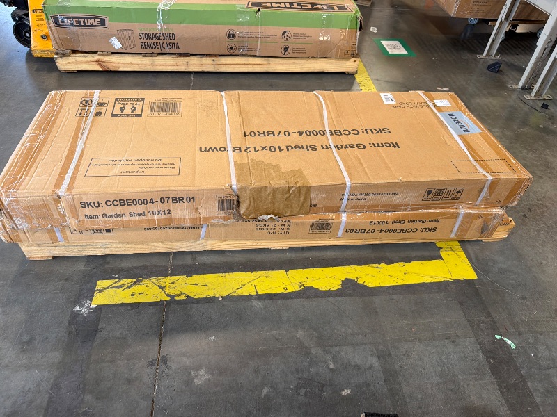 View 3 of ****BOX 1 NAD 2 BUT MISSING BOX #3*** PARTIAL SET*****10x12 FT Outdoor Storage Shed, Large Metal Garden Shed with 4-pane Window, Outside Tool Shed with Lockable Hinged Door & 4 Air Vents, Waterproof Storage Building for Backyard, Patio, Lawn, Brown+Black