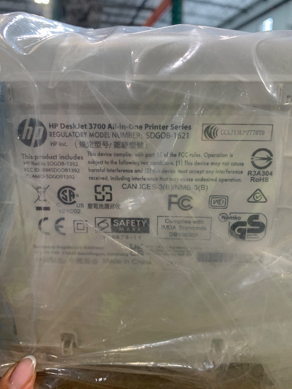 Photo 1 of ***VERY USED*** HP DeskJet 3755 Compact All-in-One Wireless Printer, Instant Ink, Works with Alexa - Stone Accent (J9V91A)