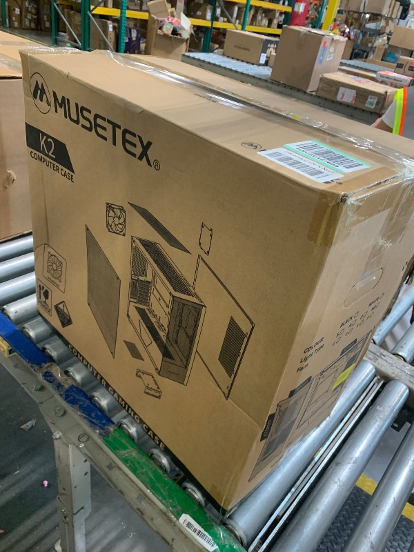 Photo 1 of MUSETEX PC CASE ATX 6 PWM ARGB Fans Pre-Installed, Type-C Mid Tower Computer Case with Full-View Dual Tempered Glass, Gaming PC Case,Black(K2)