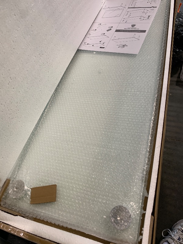 Photo 1 of **UNTESTED**
Monoprice 116356 Multimedia Riser Desktop Monitor Stand - Clear Glass, Large 30.8 x 11 Inches - Workstream Collection, 30.8" x 11.0"