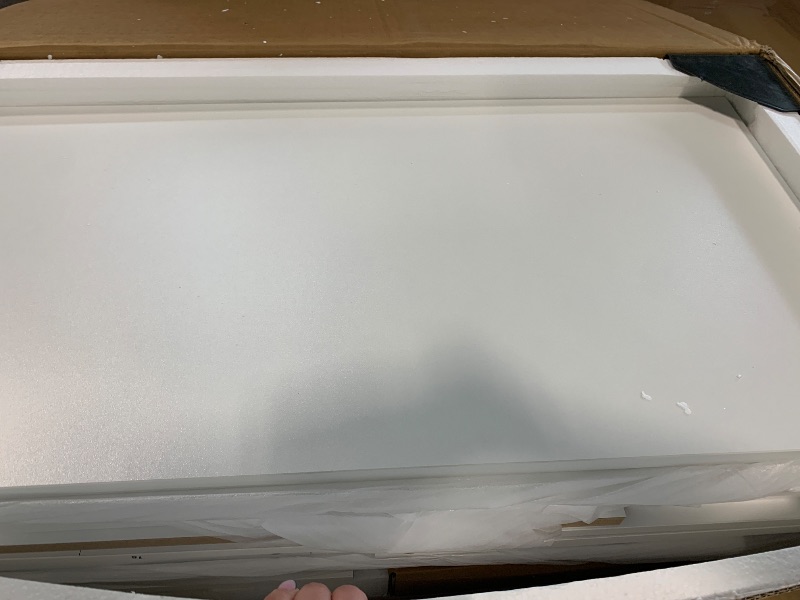 Photo 1 of ***MISSING PARTS*** Pamapic Glass Top Makeup Vanity with Crystal Handles, 11 Drawers Vanity Desk with Mirror and Stool, 3 Lighting Modes Dressing Table with Charging Station, White