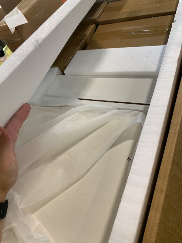 Photo 1 of ***MISSING PARTS*** Pamapic Glass Top Makeup Vanity with Crystal Handles, 11 Drawers Vanity Desk with Mirror and Stool, 3 Lighting Modes Dressing Table with Charging Station, White
