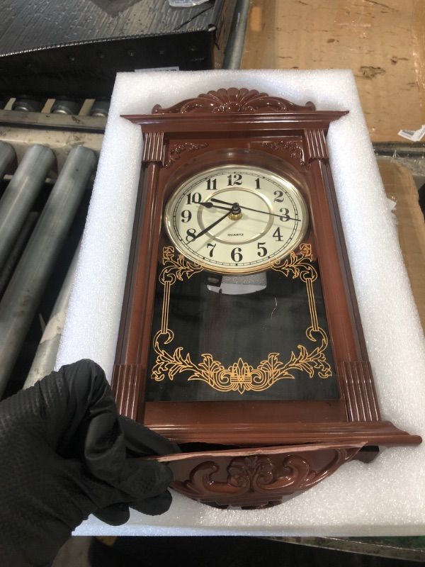 Photo 1 of ** sold as is no refund/return** see comments
Clockswise Vintage Grandfather-Style Wall Clock with Wood-Effect Plastic Pendulum, Battery-Operated - for Home Decor, Living Room, Home Office, Kitchen or Dining Room (Brown)