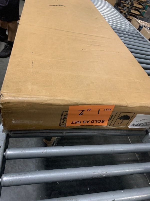 Photo 1 of **MISSING PARTS**
Tribesigns 71 inch Executive Desk, L Shaped Desk with Cabinet Storage, Executive Office Desk with Shelves, Business Furniture Workstation for Home Office, Brown and Black