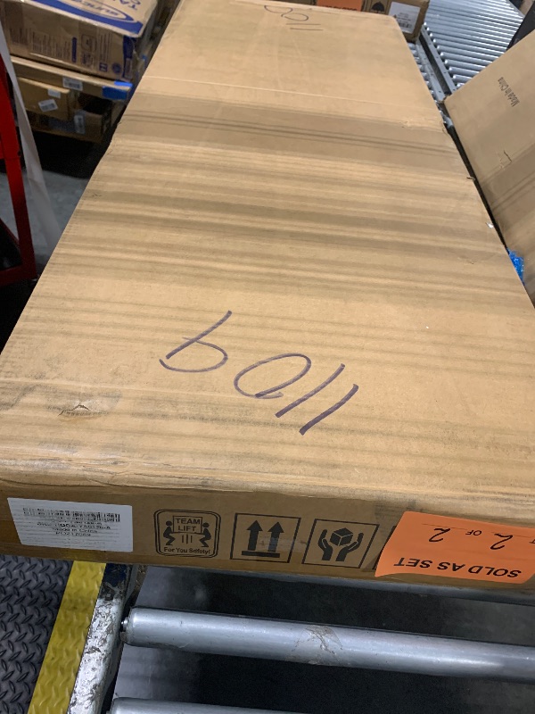 Photo 1 of **MISSING PARTS**
Tribesigns 71 inch Executive Desk, L Shaped Desk with Cabinet Storage, Executive Office Desk with Shelves, Business Furniture Workstation for Home Office, Brown and Black