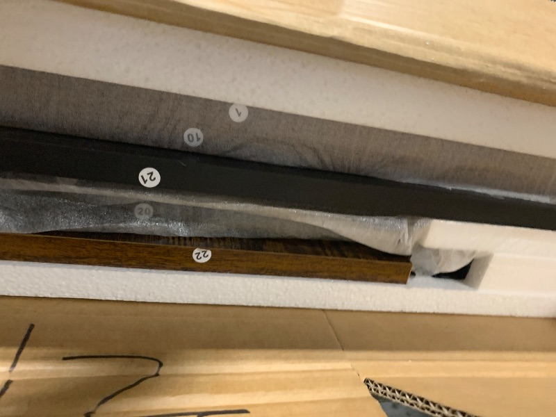 Photo 1 of **MISSING PARTS**
Tribesigns 71 inch Executive Desk, L Shaped Desk with Cabinet Storage, Executive Office Desk with Shelves, Business Furniture Workstation for Home Office, Brown and Black