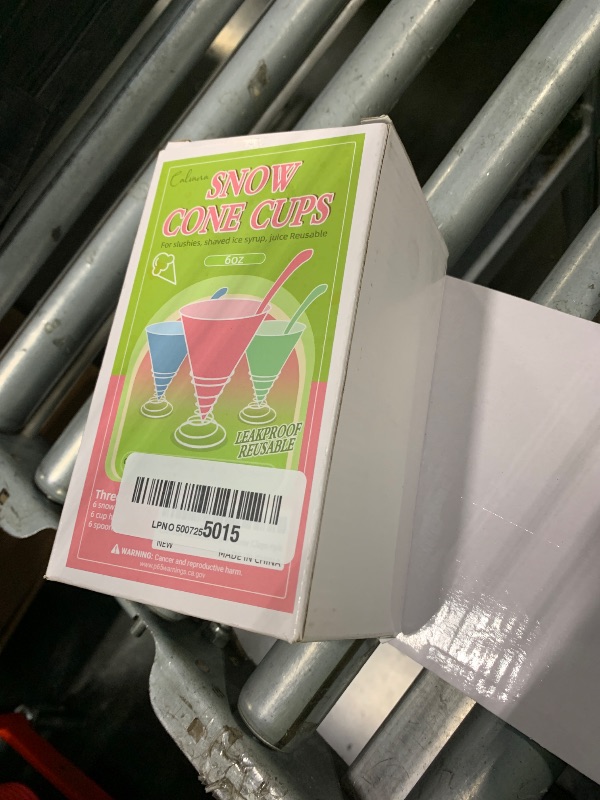 Photo 1 of (6-pack) Calvana Reusable Plastic Snow Cone Cups Kit, Includes Leakproof Cups & Spoon Straws with Metal Holders, Compatible with Nostalgia & Cuisinart Snow Cone Machine, 6oz
