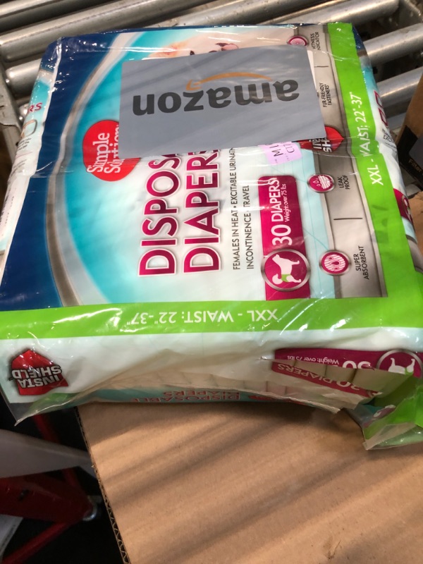 Photo 1 of !!FINAL SALE*****Simple Solution Dog Diapers Female, Dog Diapers, Potty Training, Super Absorbent, Breathable, Wetness Indicator for Urination, 22-37 Inch Waist, (XXL, 30ct)