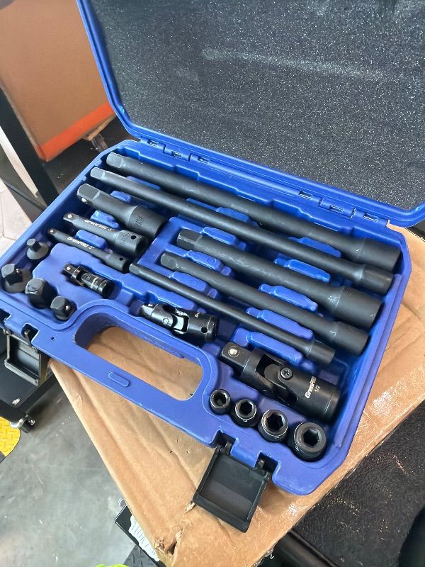 Photo 1 of **Similar item**
WORKPRO 20-Piece 1/2? Drive Deep Impact Socket Set, 6-Point, Cr-V Steel, 10-27mm, Universal Joint, Adapter and Extension Bar, Metric