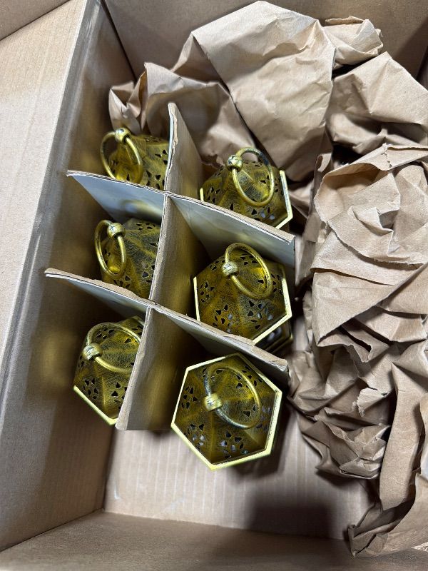 View 3 of ***ONLY 6 PCS*****Staymoment Mini Lanterns Decorative Indoor: 10 Pcs Gold Small Hanging LED Lanterns for Centerpieces Ramadan Decoration Wedding Party Table Decor