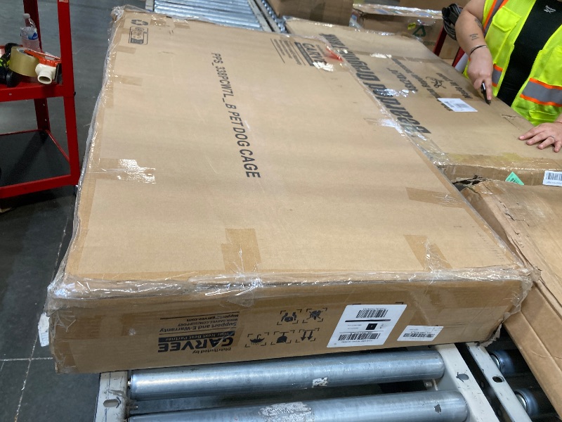 Photo 1 of ***FOR PARTS ONLY - MISSING PIECES/ NON FUNCTIONAL - AS IS NO RETURNS SALE FINAL***GarveeHome Dog Crate Furniture for 2 Dogs, Dog Kennel Indoor with 4 Storage Drawers and Feeding Bowls, Double Dog Crate TV Stand for Small Medium Dogs, Black