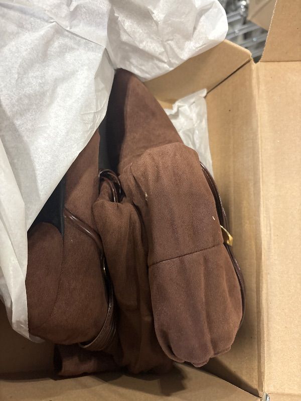 Photo 1 of **DIRTY**
Agodor Women's Dark Brown Slouchy Ankle Boots - Pointed Toe Kitten Heels Booties Wide Calf Boho Suede Cowboy Boots Fold Over Mid Calf Slip On Comfortable Shoes US9