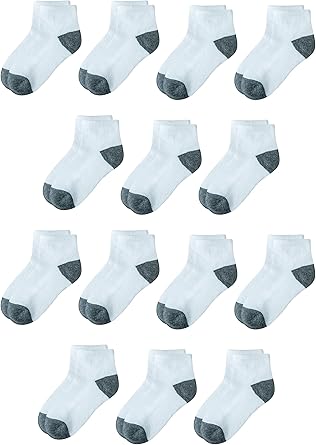Photo 1 of [DIRTY] [MISSING PAIRS] Amazon Essentials Unisex Kids and Toddlers' Cotton Ankle Socks, Cushioned, 14 Pairs