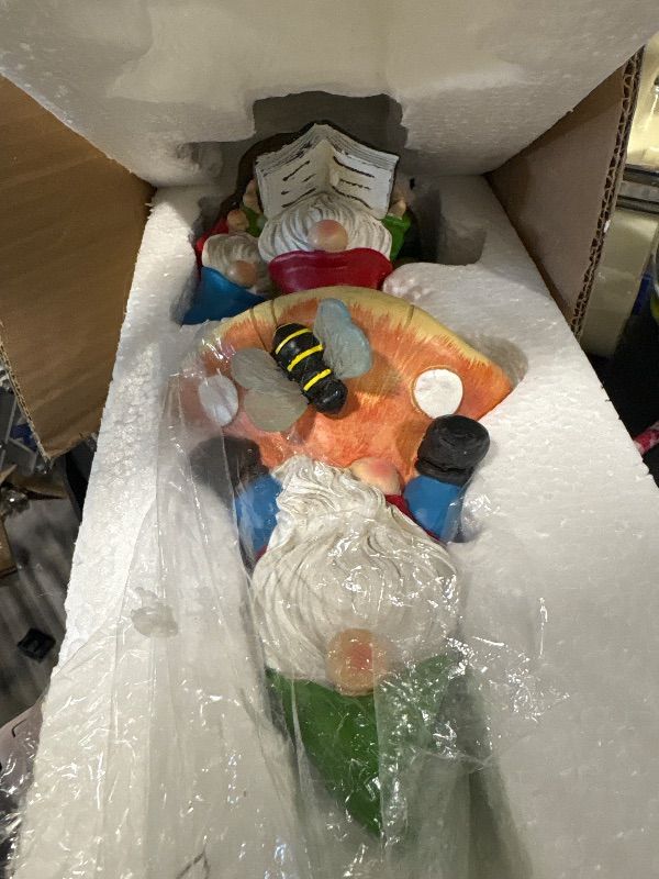 Photo 1 of **DAMAGED**
TERESA'S COLLECTIONS Garden Gnomes Statues Decorations for Yard with Solar Lights, Resin Gnome on Mushroom Reading Garden Decor Outdoor for Patio Lawn Ornaments,Ideal Gifts for Mom, 12.6"