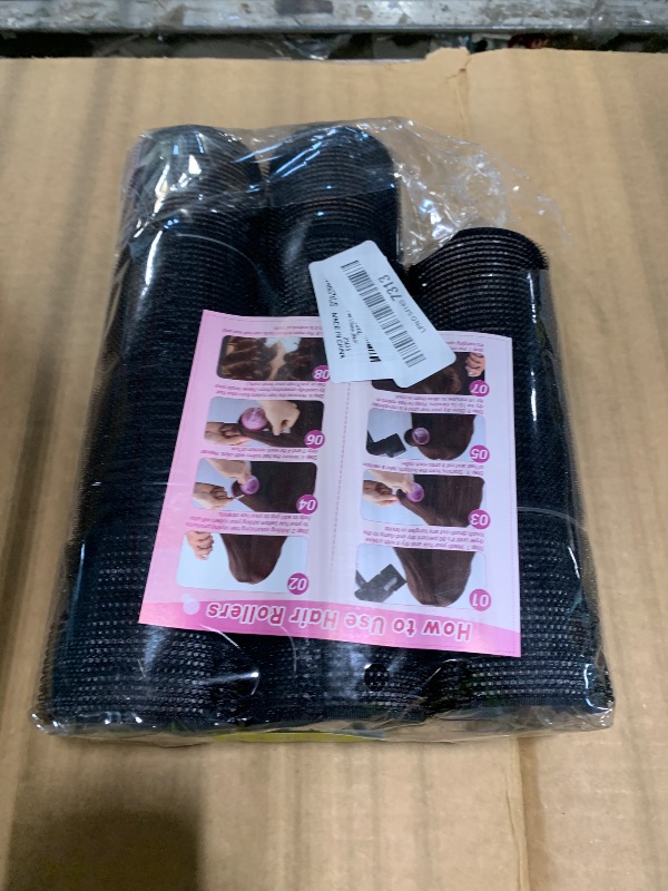View 2 of *** 11 JUMBO ROLLERS ***Large Hair Rollers Set - 24 Pieces with 12 Jumbo Rollers and 12 Clips for Long Thick Hair Volume (Black)