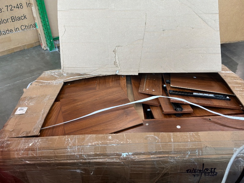 Photo 1 of [Missing Mirror, see live photos] Large Makeup Vanity Desk with Mirror and Lights, Vanity Desk with 6 Drawers & Storage Shelves, Vanity Table with Power Outlet, 3 Color Modes & Adjustable Brightness Dressing Table, Bedroom,Walnut1
