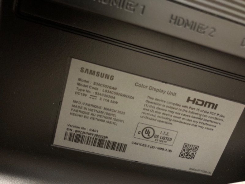 Photo 1 of ***UPDATED 6/6***SAMSUNG 34" ViewFinity S50GC Series Ultra-WQHD Monitor, 100Hz, 5ms, HDR10, AMD FreeSync, Eye Care, Borderless Design, PIP, PBP, LS34C502GANXZA, 2023, Black