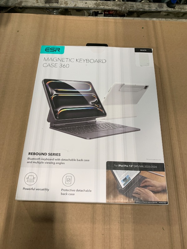Photo 1 of [Upgraded] ESR iPad Pro 13 Inch Case with Keyboard (M5/M4, 2025/2024), iPad Pro 13 Keyboard Case with Magnetic Stand, Portrait/Raised Modes for iPad Pro 13, Removable, Rebound 360 Series,White