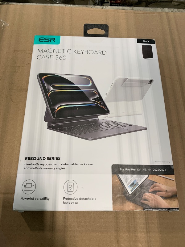 Photo 1 of *** NO USB CABLE *** ESR [Upgraded] iPad Pro 13 Inch Case with Keyboard (M5/M4, 2025/2024), iPad Pro 13 Keyboard Case with Magnetic Stand, Portrait/Raised Modes for iPad Pro 13, Removable, Rebound 360 Series, Black