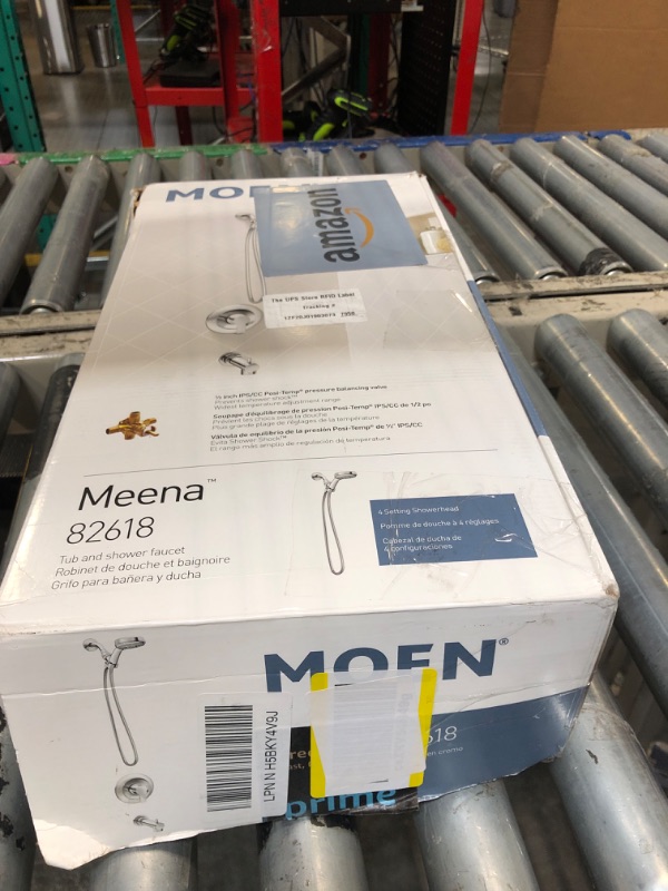 Photo 1 of **UNTESTED**
Moen Meena Chrome Single Handle Modern Bathtub and Shower Faucet with Handshower, Lever Handle, Tub Spout and Valve Included, 82618