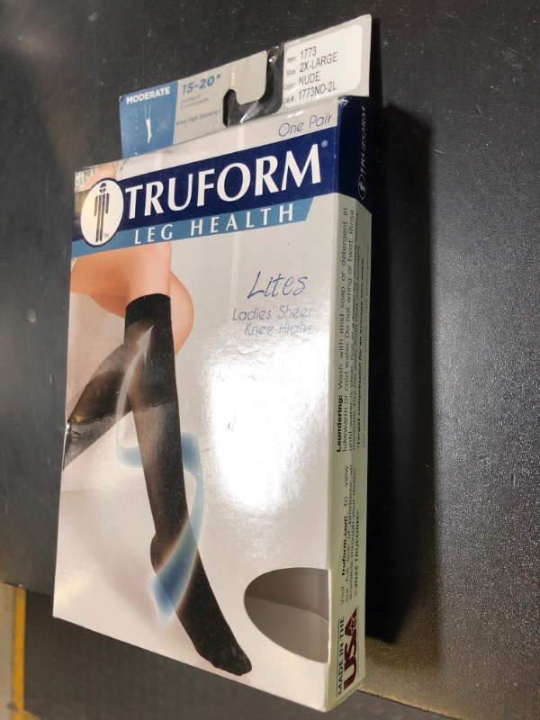 Photo 1 of Truform Sheer Compression Stockings, 15-20 mmHg, Women's Knee High Length, 20 Denier, Nude, 2X-Large