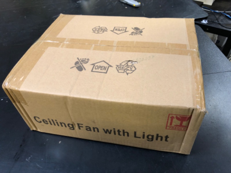 Photo 1 of Dalouguan Ceiling Fan with Lights Remote Control, 24" Black, 6 Speeds 3 Light Color Low Profile Flush Mount Ceiling Fan for Kitchen Bedroom