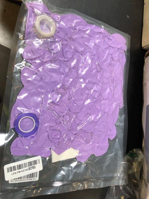 Photo 1 of NISOCY Pastel Purple Balloons Arch Garland Kit, 102PCS 18In 12In 10In 5In Light Purple Lilac Lavender Balloons Different Sizes for Birthday Graduation Mermaid Theme Party Decorations