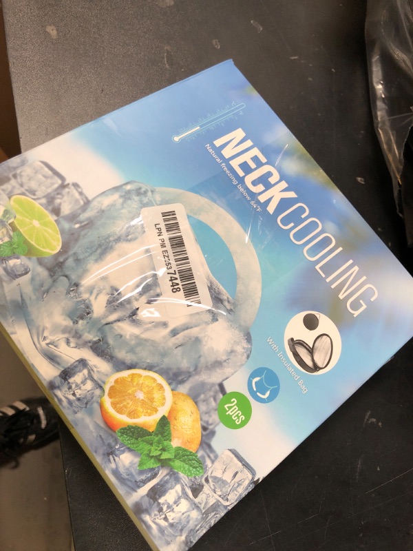 Photo 1 of 2Pcs. Neck Cooler Ice Ring with Insulated Bag. Wearable Body Cooling Tube for Hot Weather in Summer, Gel Ice Collar for Outdoor Workers, Sports. Reusable Cool Wraps. (Blue*2)