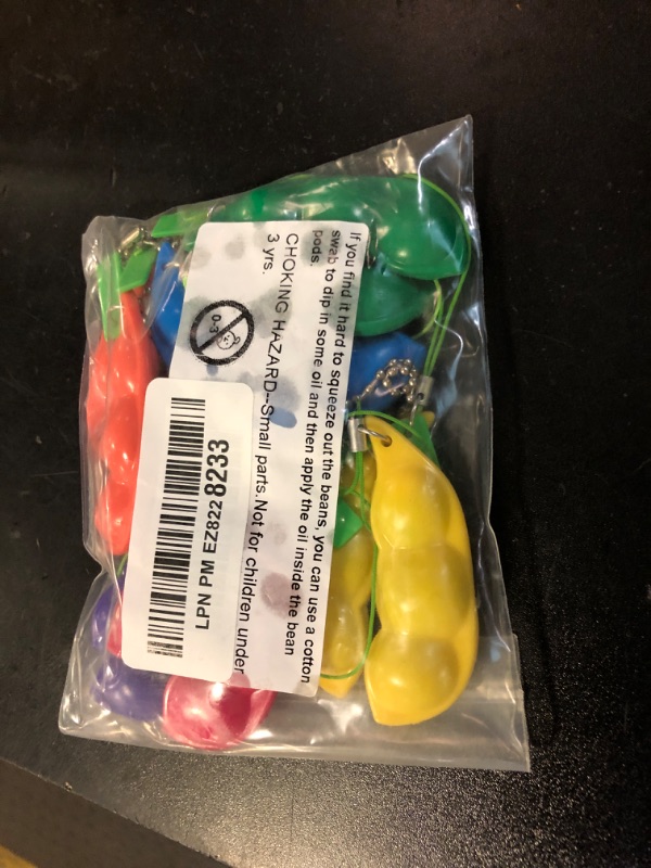 Photo 1 of Ganjiang 12PCS Squeeze Bean Keychain Fidget Toys for Skin Picking, Pea Pod Sensory Fidget Toys,Stress Relief,Party Favor Toys