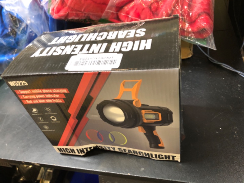 Photo 1 of LBE Rechargeable Spotlight, Super Bright 90,000 Lumens Led Flashlight Handheld Spot Lights Outdoor with Cob Light, 10000?Ah Long Lasting Large Spotlight for Hunting Boating Camping