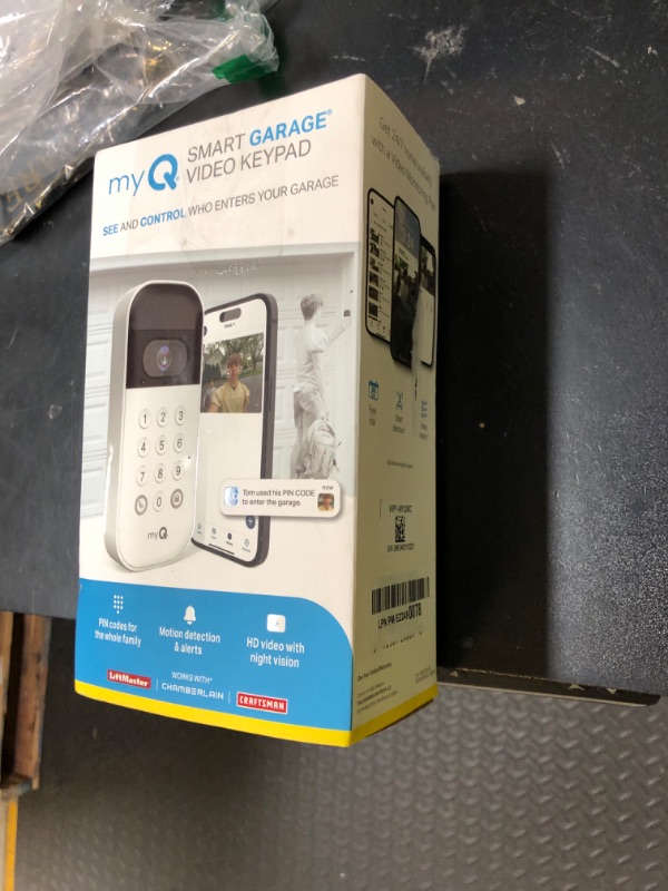 Photo 1 of myQ Smart Garage Door Video Keypad with Wide-Angle Camera,Customizable PIN Codes,and Smartphone Control–Take Charge of Your Garage Access Works with Chamberlain, LiftMaster and Craftsman openers,White