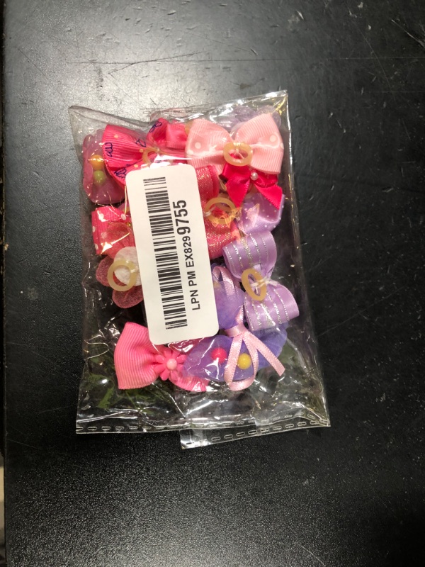 Photo 1 of Hanaive 20 Pcs Dog Bows Small Size Dog Hair Bows for Puppy Hair with Rubber Bands Handmade Puppy with Pearls