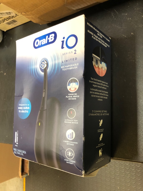 Photo 1 of Oral-B iO Simple Clean Rechargeable Electric Powered Toothbrush, Night Black with 1 Gentle Care Brush Head and 1 Black Travel Case - Automatic Pressure Sensor to Protect Gums - 3 Modes - 2 Min Timer