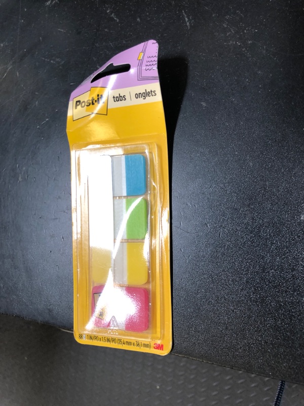 Photo 1 of Post-it Tabs, 1 in Solid, Aqua, Lime, Yellow, Red, 22/Color, 88/Dispenser (686-ALYR1IN)