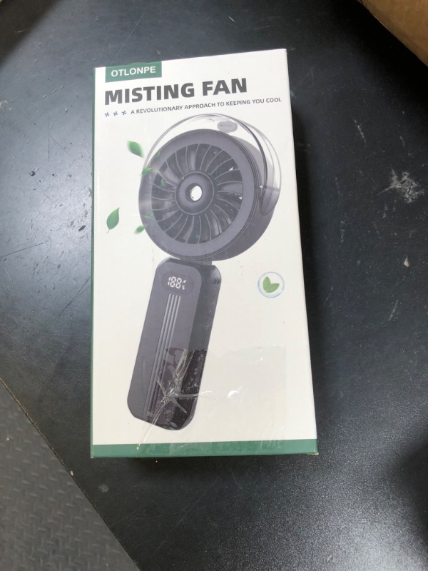 Photo 1 of Otlonpe Handheld Misting Fan Portable, Powerful 4 High Speeds Rechargeable Small Hand Held Fan Water Mist, 4000mAh Battery Operated, Foldable, Lanyard, Personal Cooling for Travel Men Wome