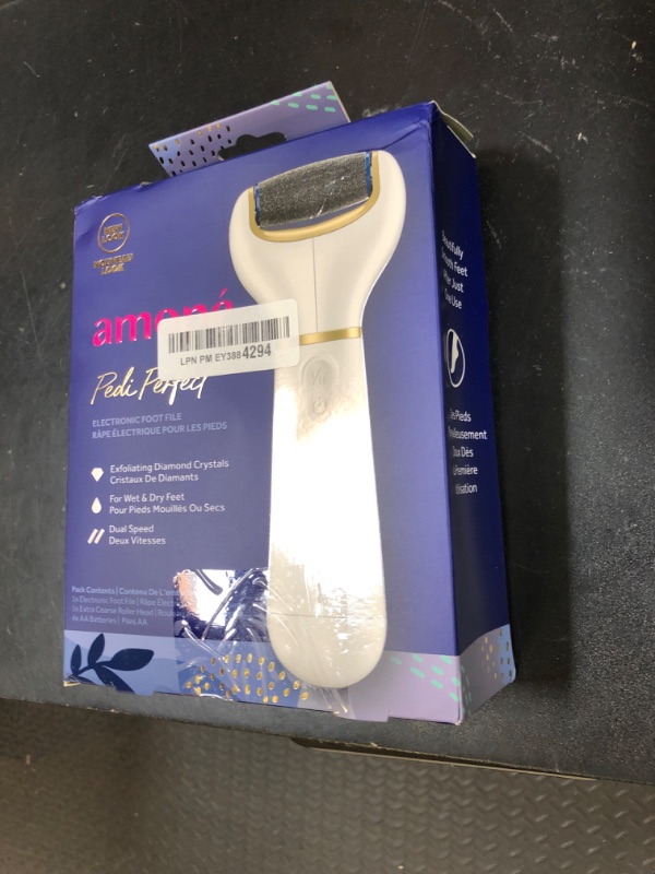 Photo 1 of Amopé Pedi Perfect Electric Callus Remover Foot File w/ Diamond Crystals, Pedicure Tool for Feet, Removes Hard & Dead Skin, Feet Scrubber & Buffer, Splashproof, w/ Extra Coarse Roller Head, 1 Count
