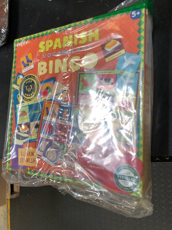Photo 1 of eeBoo: Spanish Bingo Vocabulary Game, A Game of Imaginative Problem Solving, Educational Games That Cultivates Conversation, Socialization, and Skill-Building, Learn Spanish, for Ages 5 and up