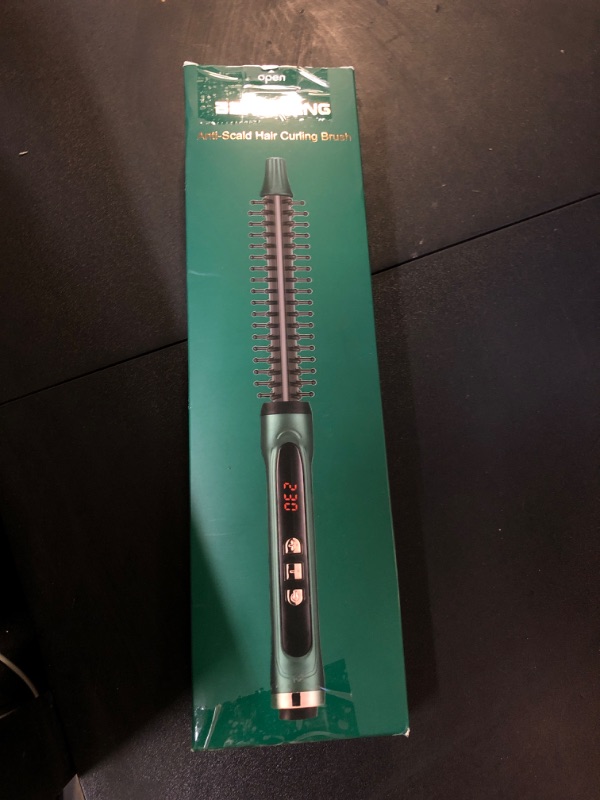 Photo 1 of BANGMENG Mini Thermal Round Brush, 1/2 Inch Barrel Volume Heat Styling Brush for Men and Women Short Thin Curly Straight Hair, Heated Curling Iron,12 Temperature Setting (1.1 Inch with Bristles)