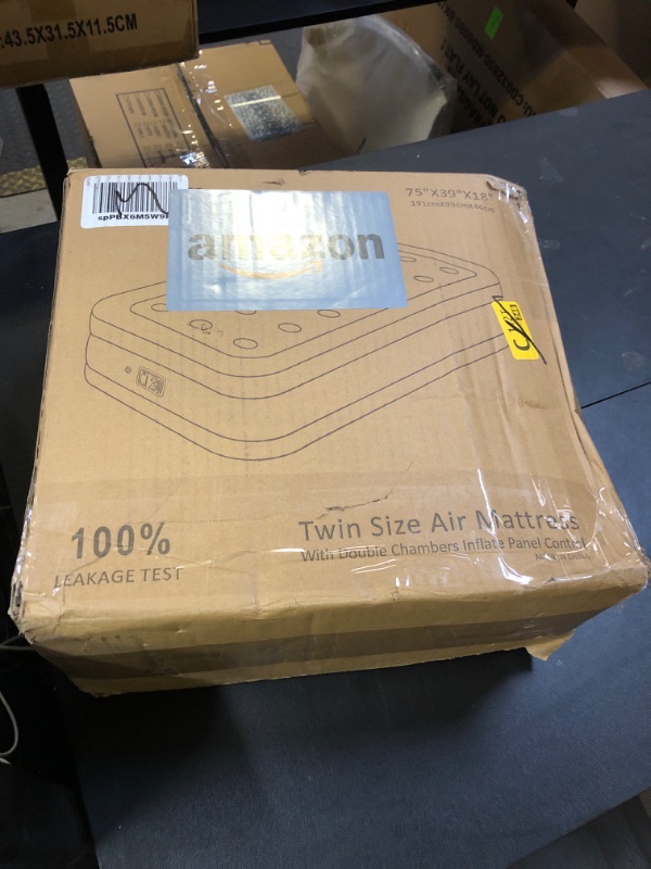 Photo 1 of SENNOUL Air Mattress Twin with Built in Pump - Upgraded Single Blow Up Bed, 2 Mins Quick Self Inflatable, 18"/550lbs Max, Strong Support, Flocked Top, Puncture Resistant, for Camping,Home,Guests