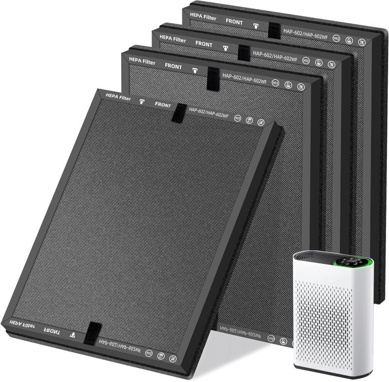 Photo 1 of HAP602 Replacement Filter for ECOSELF HAP602/HAP602WF Air Purifier,3 in 1 High-Efficient H13 True HEPA with Acticated Carbon Filtration for Home,4 Pack

