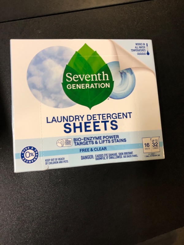 Photo 1 of Seventh Generation Laundry Detergent Sheets 32ct Free & Clear Removes Tough Stains Safer for your family