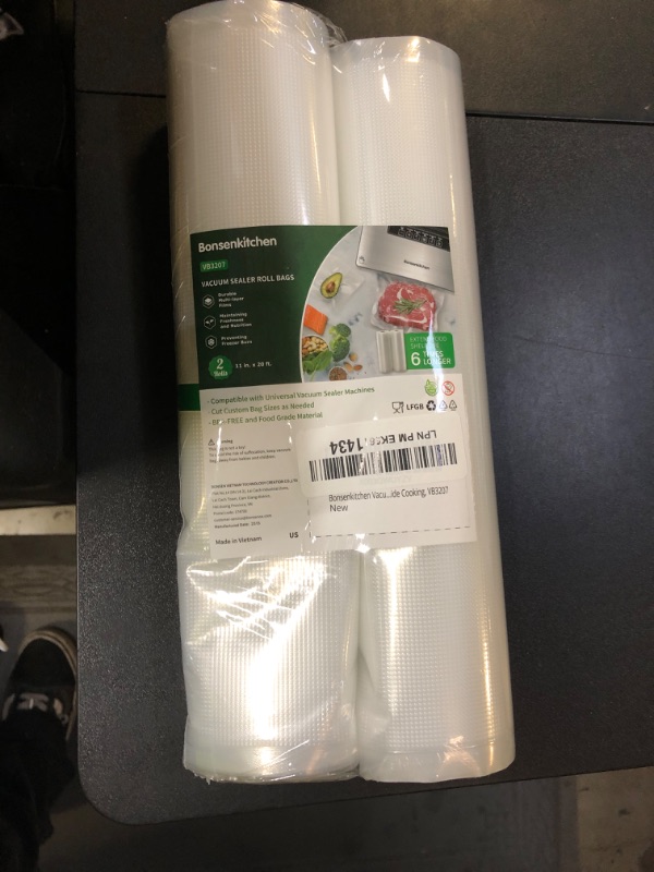 Photo 1 of Bonsenkitchen Vacuum Sealer Bags, 11" x 20' Rolls 2 Pack for Food Storage Saver, Bpa Free, Heavy Duty, Commercial Grade Textured Food Roll, Customized Size Bag for Sous Vide Cooking, VB3207