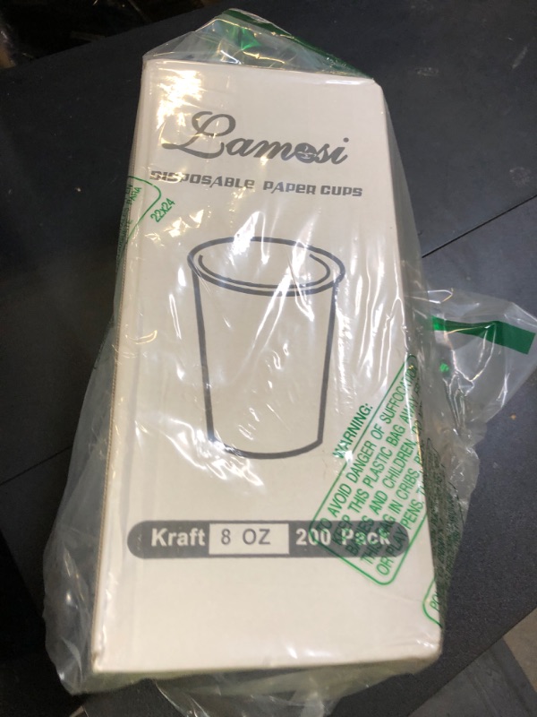 Photo 1 of Lamosi 200 Pack 8 OZ Kraft Paper Cups, Brown Disposable Paper Coffee Cups, Unbleached Paper Cups for Hot/Cold Beverage Party Home Office